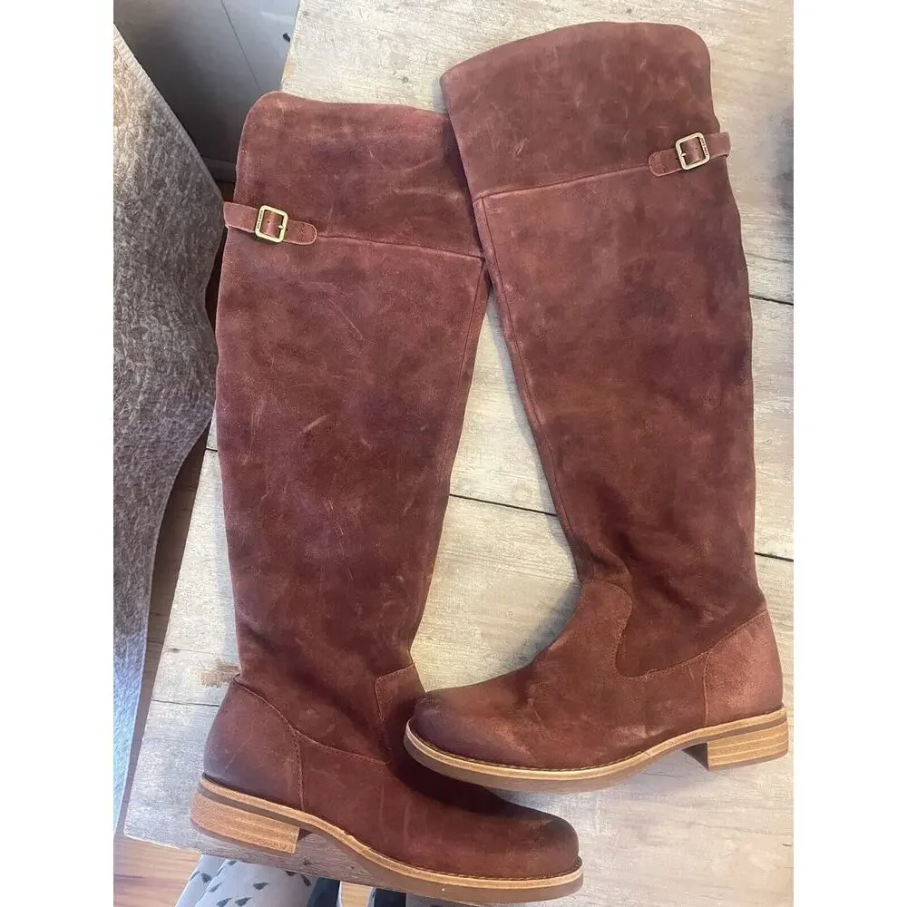 Kork-Ease Addison Over the Knee Suede Campus Riding Boot Rust 7 Distressed NEW!